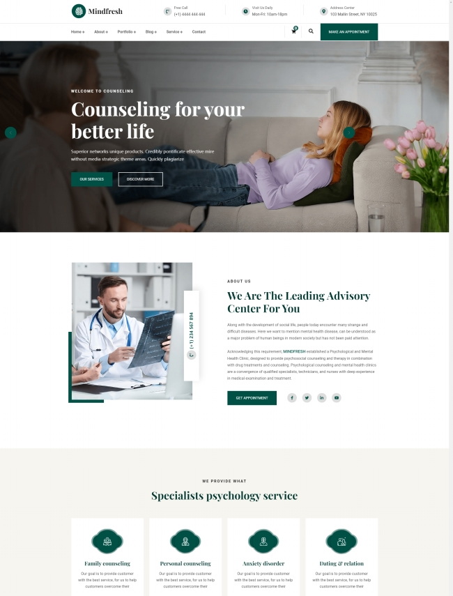 HTML5心理咨询服务公司Bootstrap网站模板