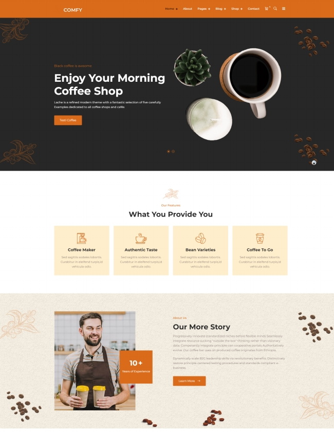 多风格咖啡厅展示宣传网页模板
