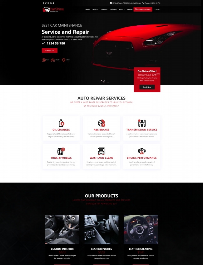 响应式汽车维修保养服务4S店网站模板