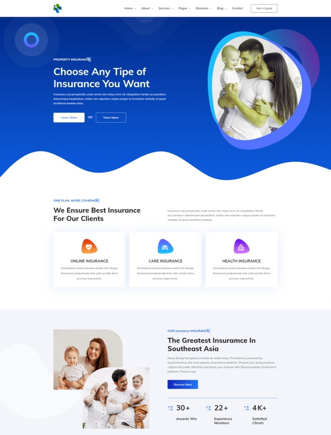科技风财产保险服务公司静态网页