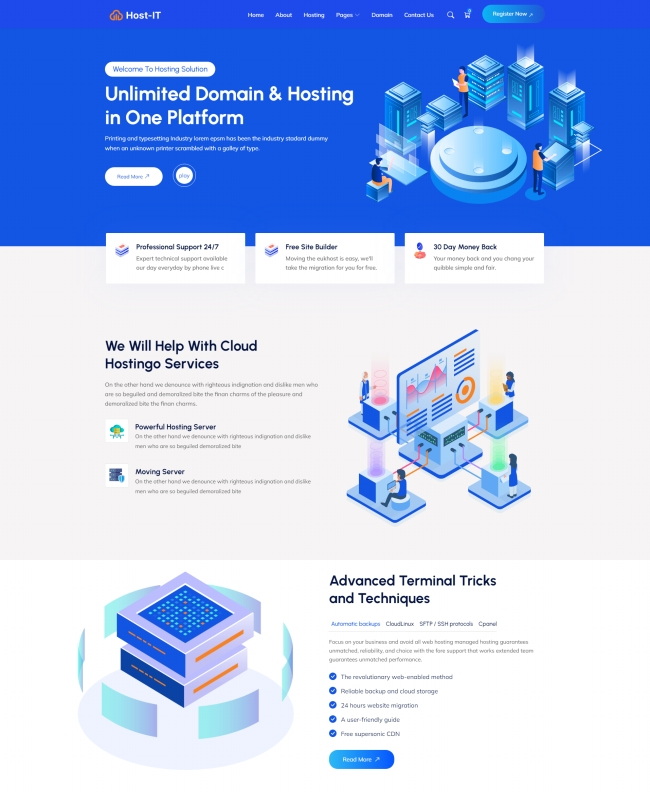 云计算云服务域名托管公司网页模板