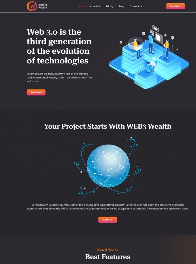 科技感html5网页设计服务公司静态页模板