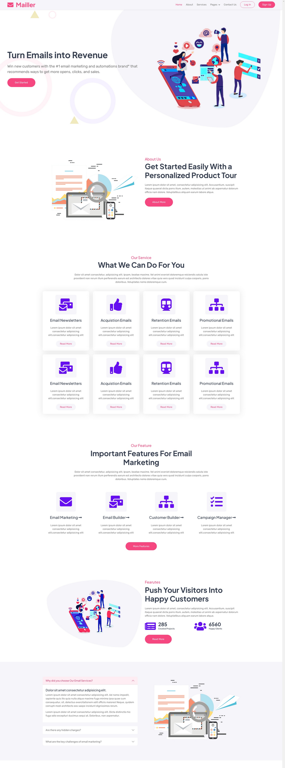 SAAS邮件营销服务公司HTML5网站模板