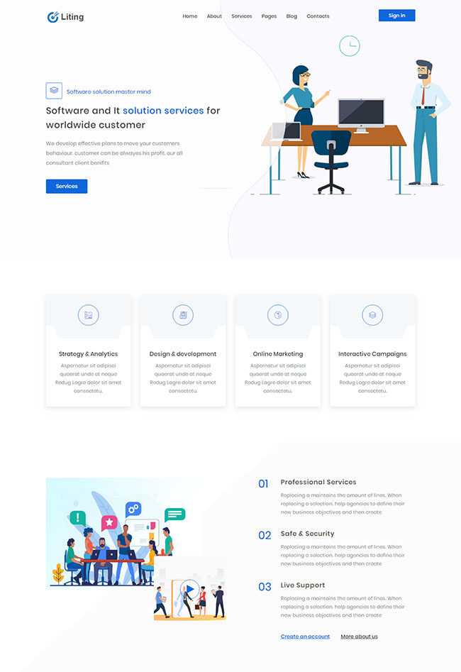简洁软件营销服务公司html网站模板