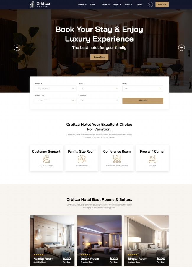 响应式酒店客房预订服务公司模板