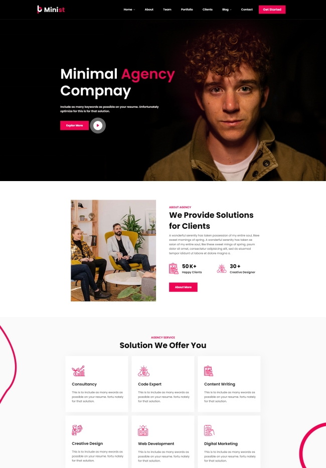 创意中小型企业代理服务公司html网站模板