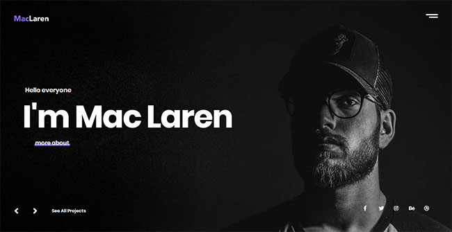 全屏简洁个人主题展示页模板