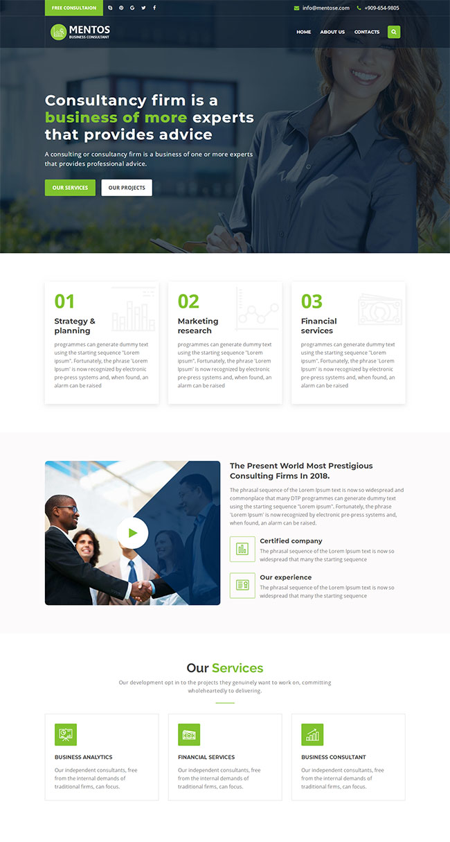 商业咨询服务html5网站模板
