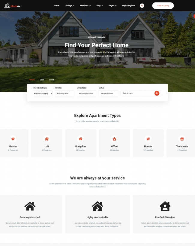 房地产别墅出租销售企业html5网站模板