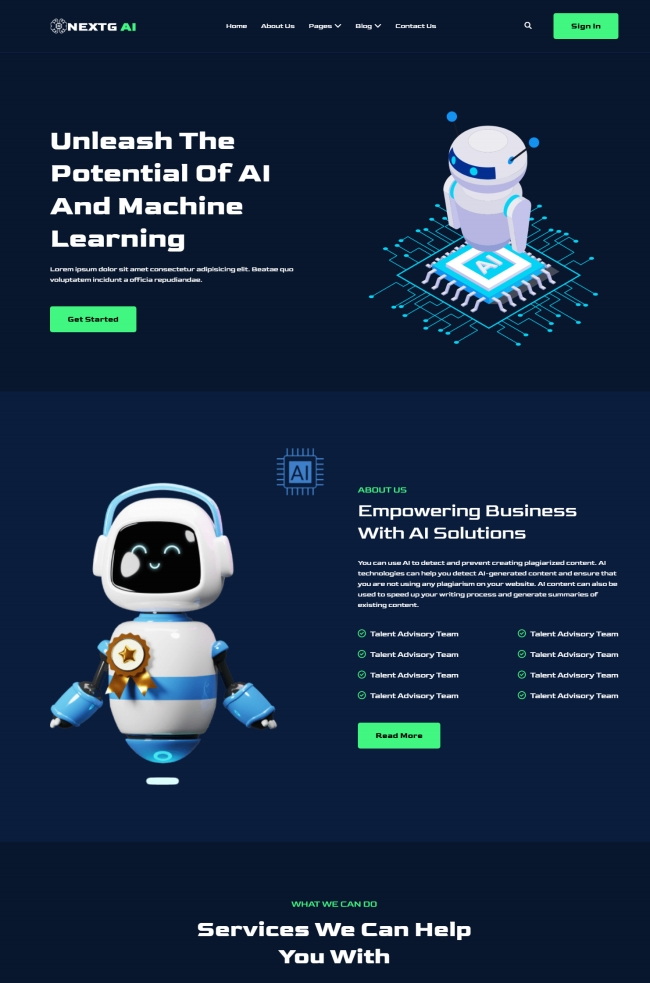 人工智能服务公司响应式网站模板