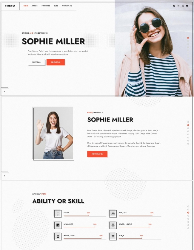 web开发人员程序员在线简历html网页模板