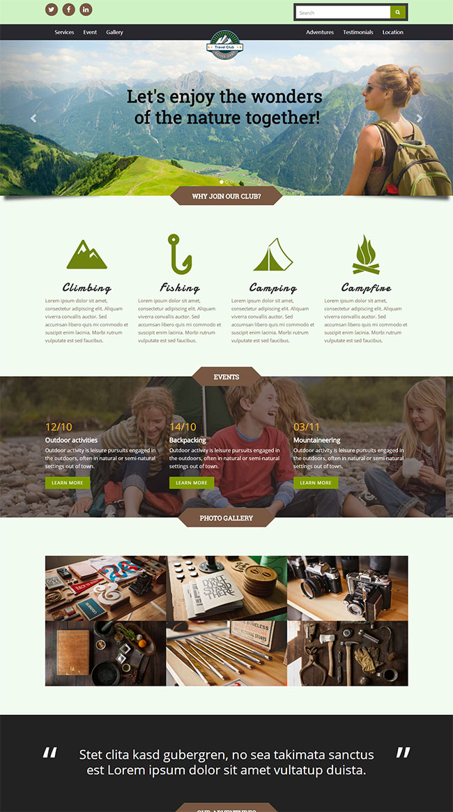 徒步户外爱好者网站模板