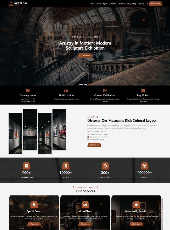 现代艺术博物馆html5宣传网站模板