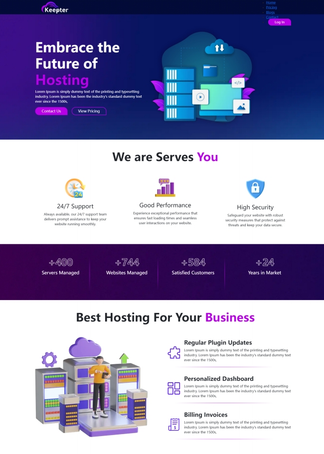 云服务主机托管服务公司HTML5网站模板