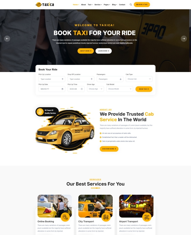 响应式出租车服务公司静态网站模板