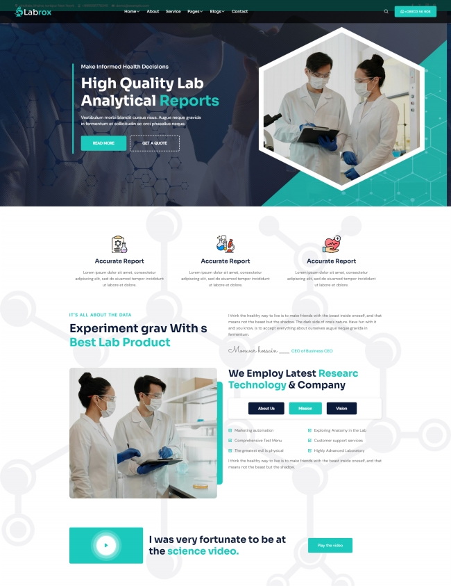 响应式生物科技公司网站模板