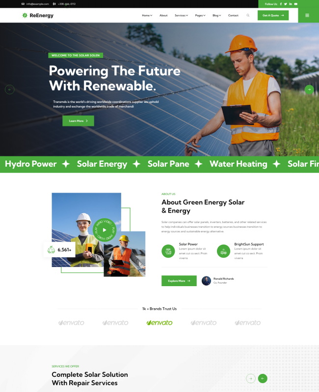 多风格太阳能电池板新能源施工企业模板