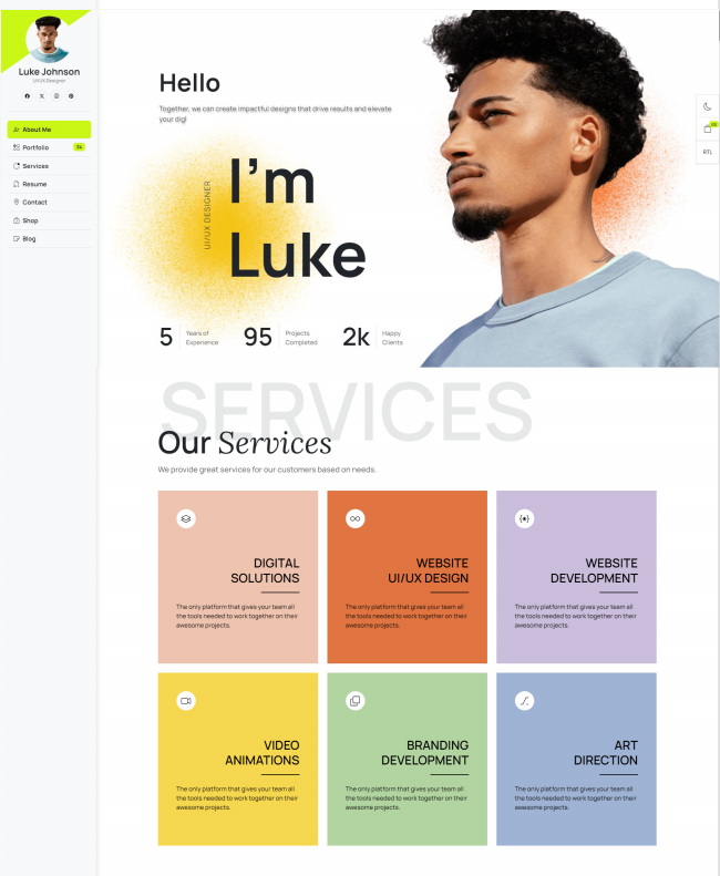 侧栏UI设计师简历作品展示个人主页模板