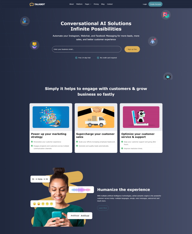 智能聊天机器人客服机器人公司网站模板