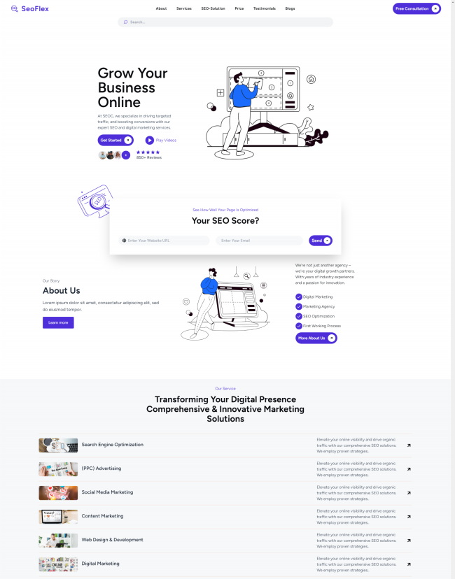 SEO数字营销服务公司单页网站模板