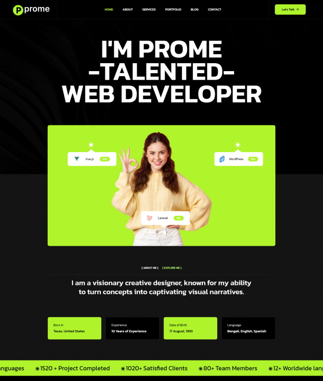 网站开发技术工程师主页模板