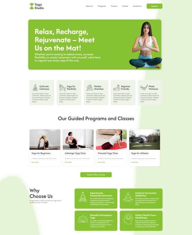 瑜伽舞蹈培训机构宣传网站模板