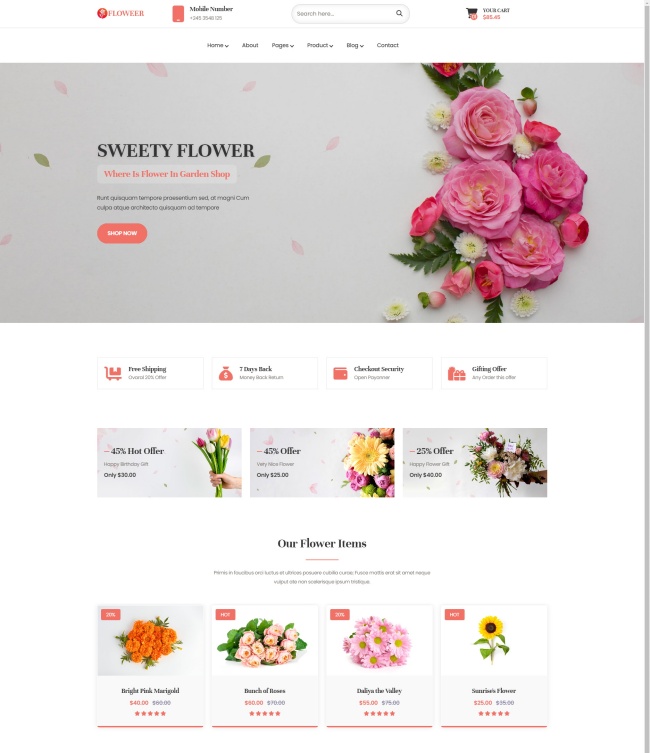 花店在线商城html5网站模板