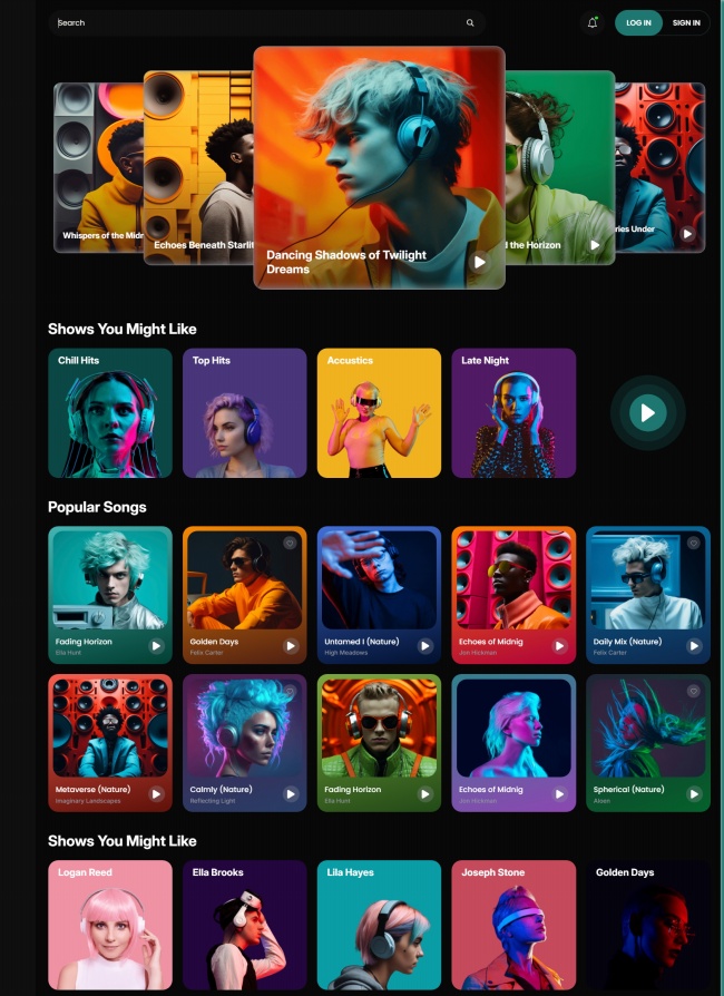 流行歌手歌曲展示类网站模板