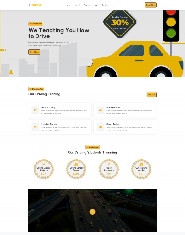 驾照考试驾校培训企业html5网站模板