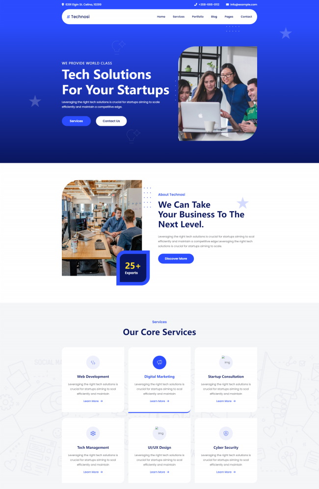 创业科技公司宣传页网站模板