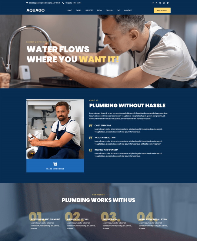 家庭管道维修服务工程公司html5模板