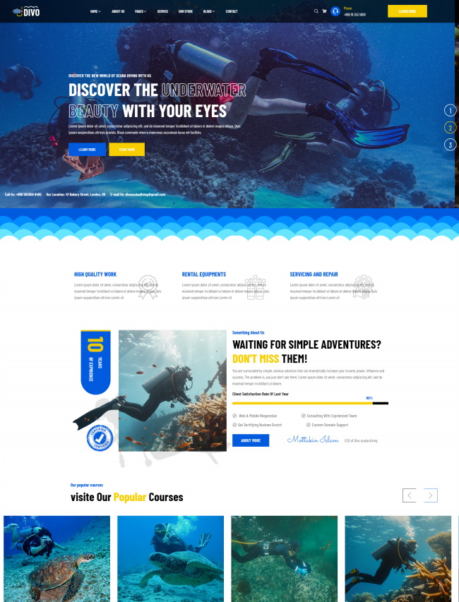 潜水设备租赁潜水教学机构网页模板