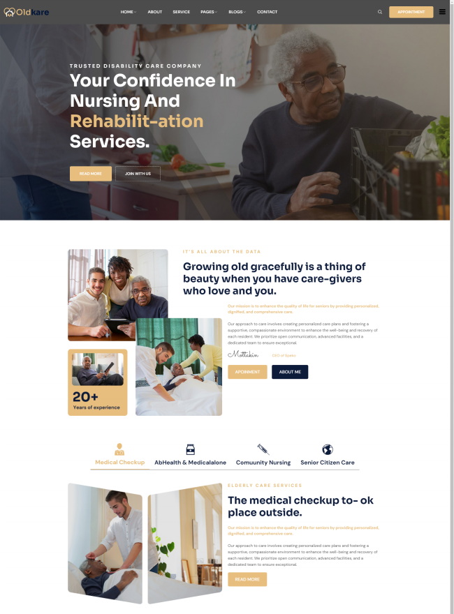 养老院医疗康复机构响应式网站模板