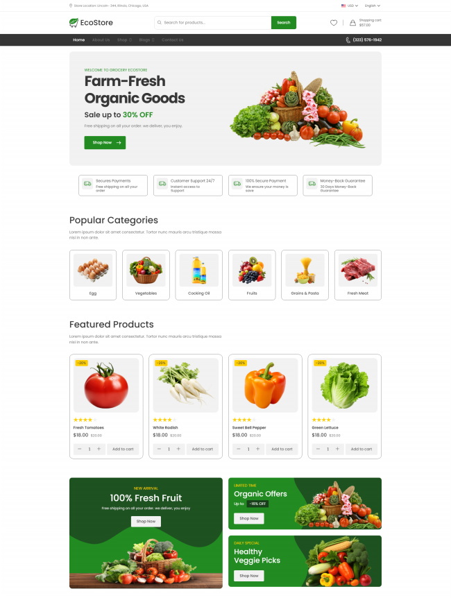 有机蔬菜水果商城网站模板