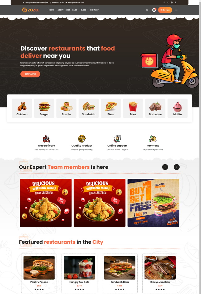 送餐外卖服务公司响应式网站模板