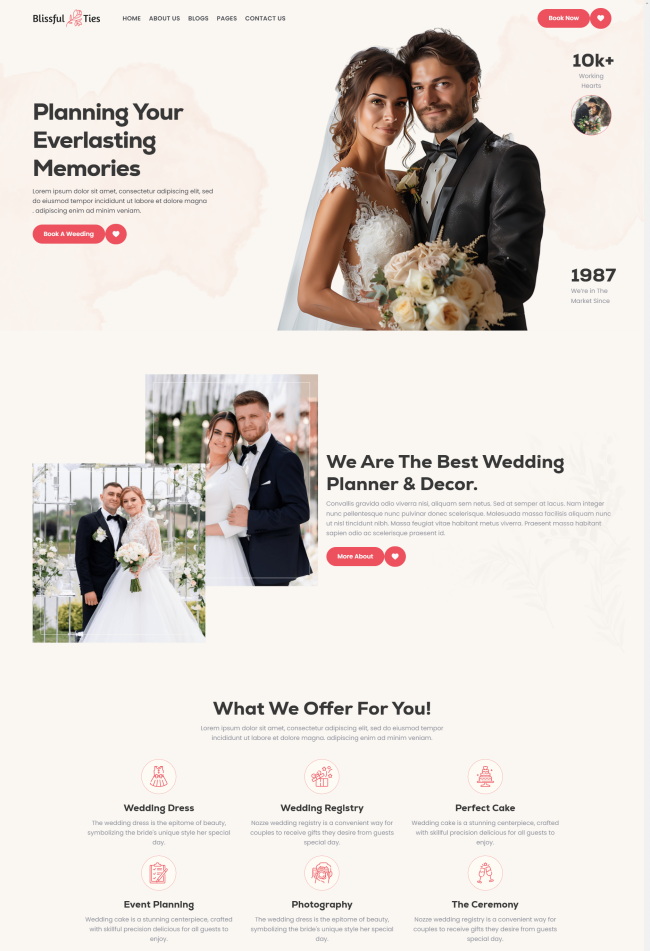 婚礼策划婚庆服务机构宣传网站模板