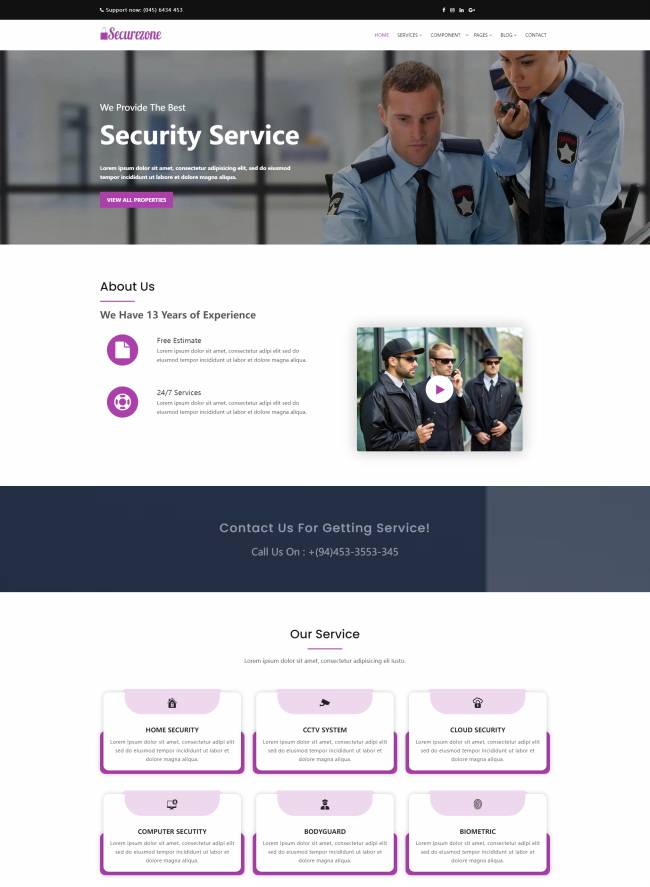 安全服务公司宣传页html5网站模板