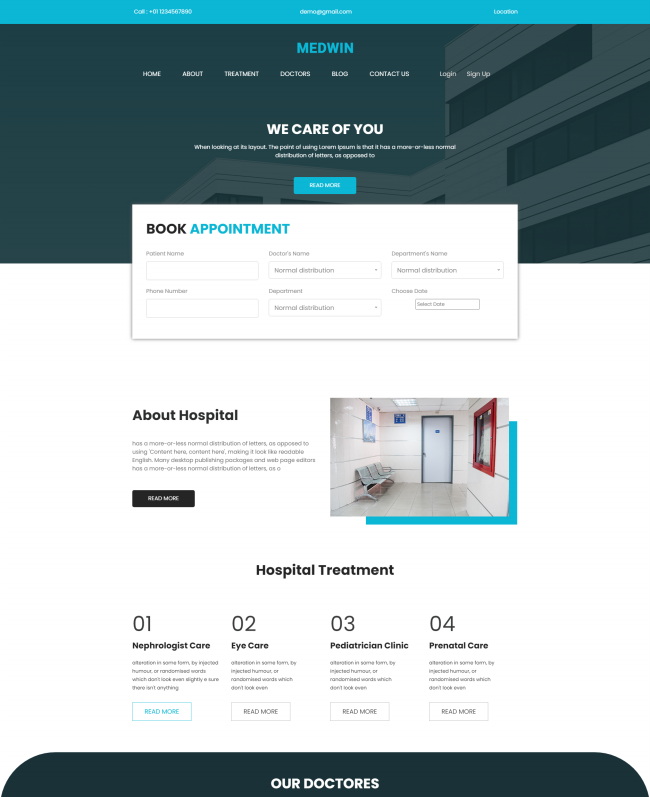 极简医院医疗护理机构html5网站模板