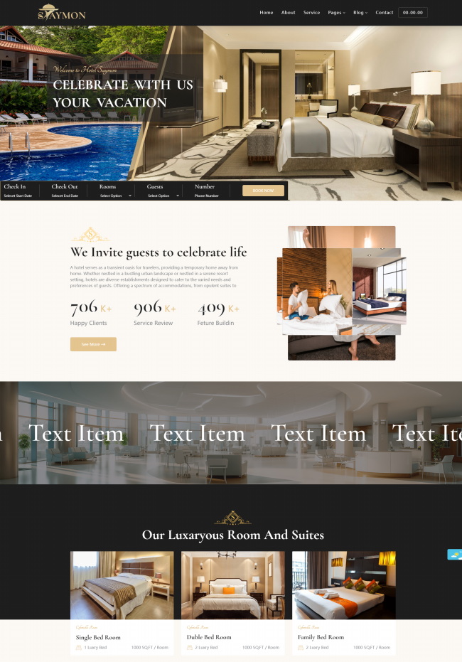 酒店服务行业html5网站模板