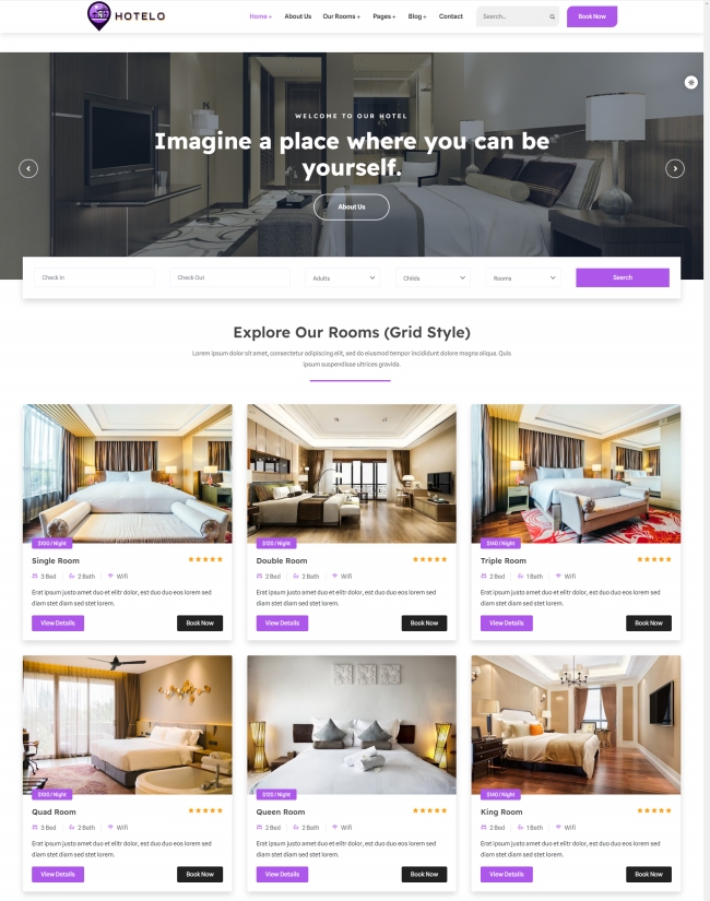 酒店旅馆服务企业响应式网站模板