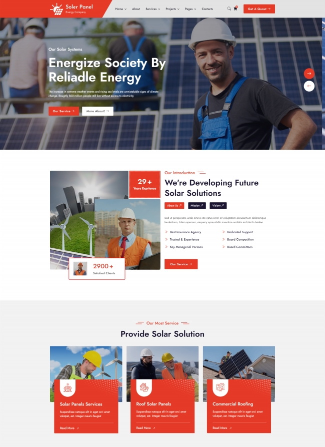 太阳能新能源光伏施工服务企业网站模板