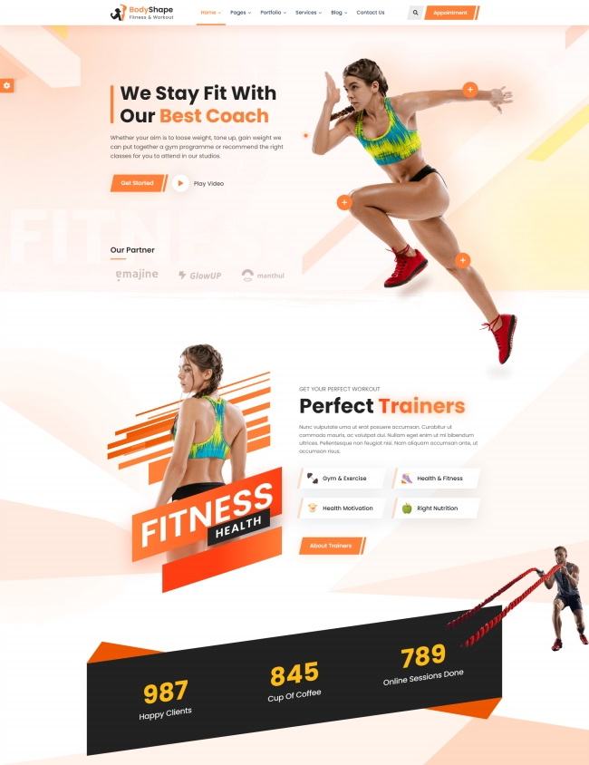 多风格运动健身宣传html网站模板