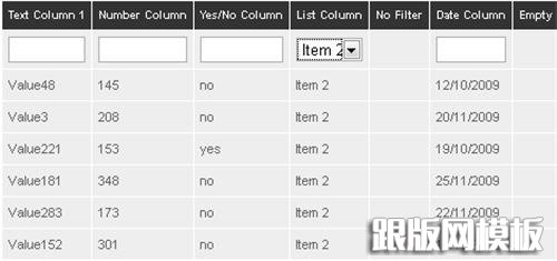 jQuery Table jQuery Table